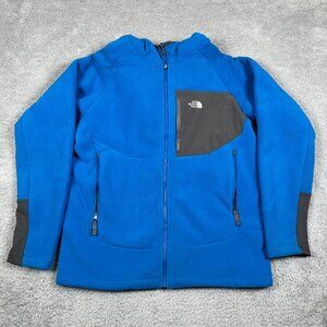 The North Face Boy's Long Sleeve Bright Blue Fleece Zip Up Hooded Jacket Size XL